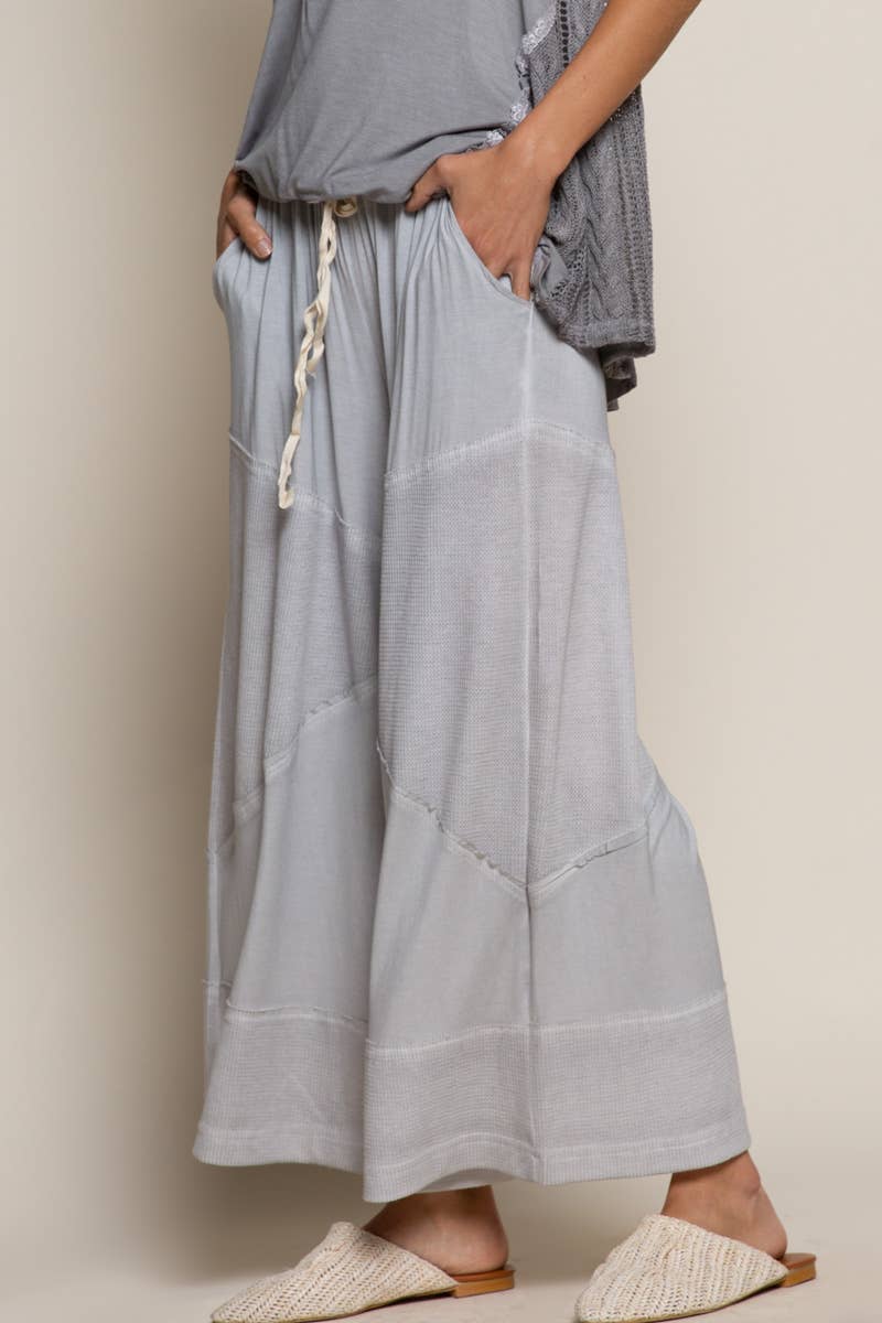 POL “THE DOVER” Contrast ribbed elastic waist casual knit culotte pants