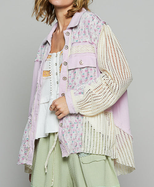 Carolina Lavendar Lace Floral Shirt Jacket