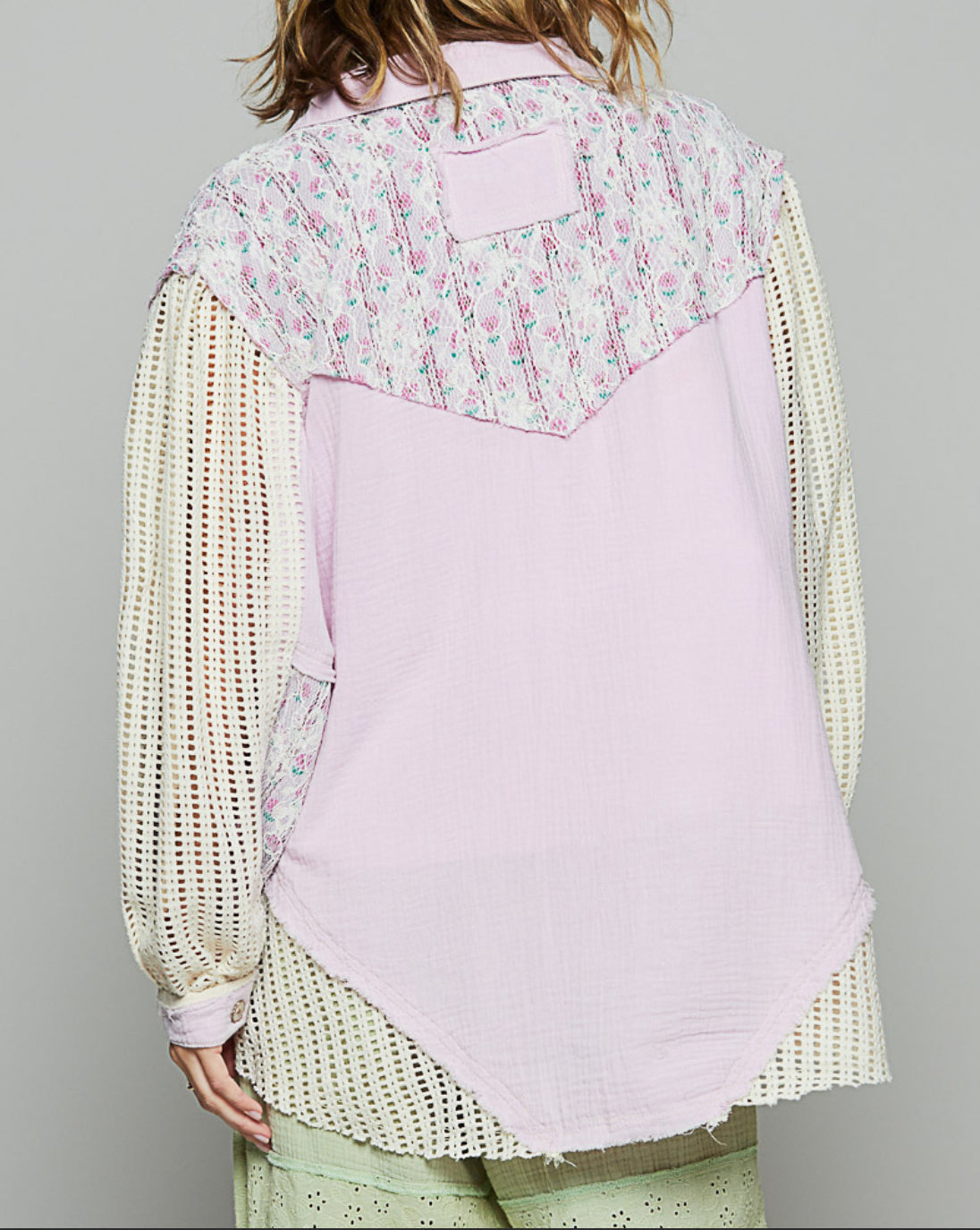 Carolina Lavendar Lace Floral Shirt Jacket