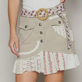 POL Natural Flare mini skirt with patchwork