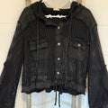 “THE SIERRA” Open knit button down pocket front hooded shirt top