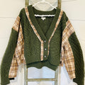 The Janie: A POL emerald green plaid cardigan