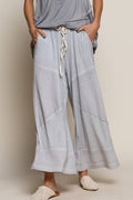 POL “THE DOVER” Contrast ribbed elastic waist casual knit culotte pants