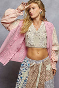 “THE ELIZA” V neck solid pattern fabric mixes sweater cardigan