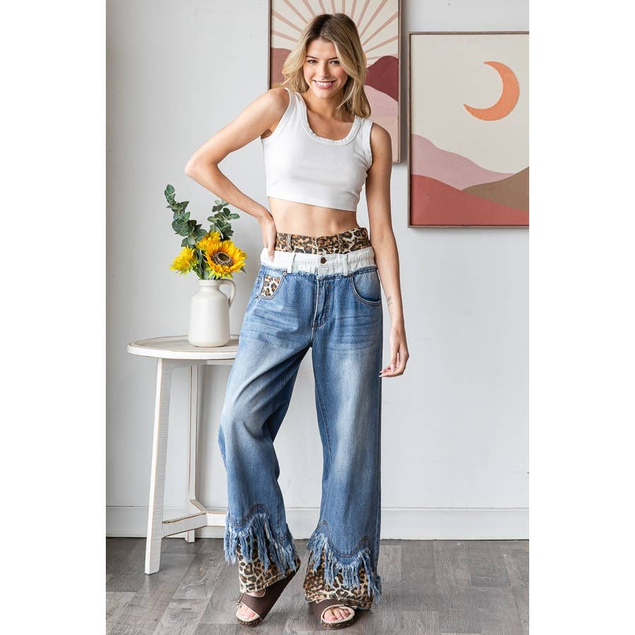 Oil & Hali : Bestseller WASHED DOUBLED WAIST WITH FRAYED HEM JEANS
